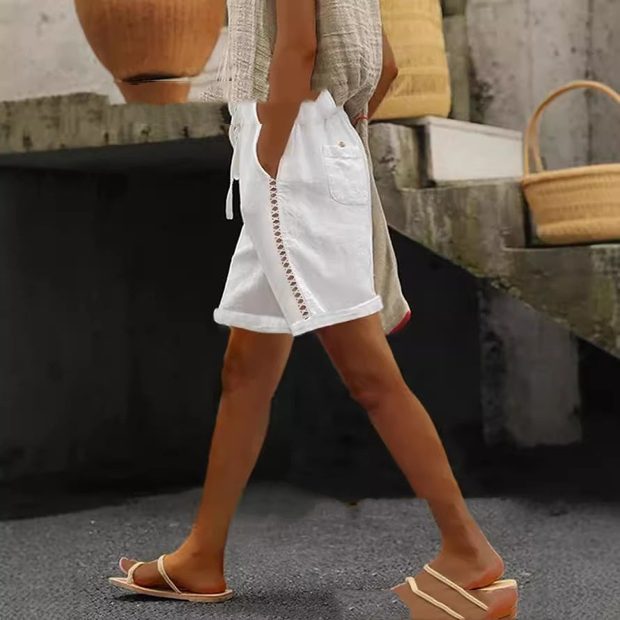 Korean-Style Lace Trim Shorts Women – Chic Summer Streetwear Outfit