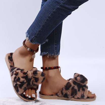 Leopard Print Metal Decoration Women Sandals