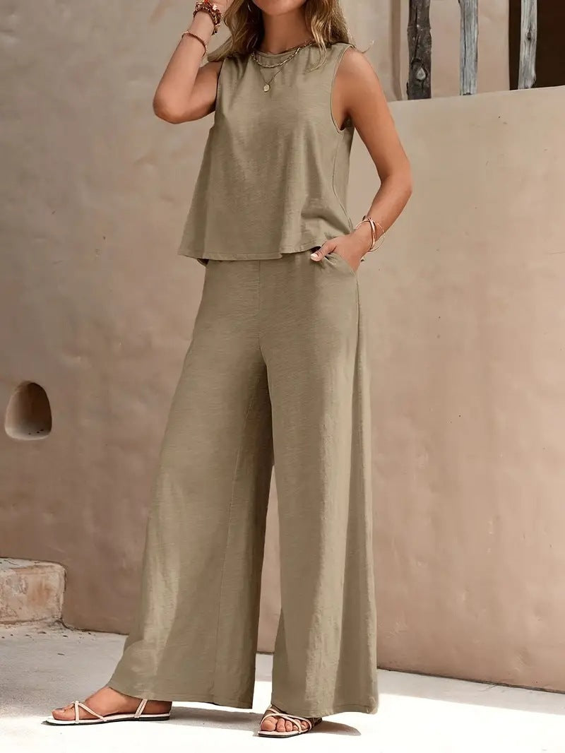 Loose-Fit Pants & Top Two-Piece Outfit Set | Elegant Summer Vibes Style 2025