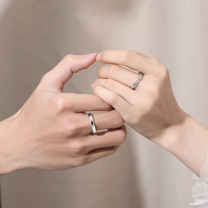 Star-Shaped Couple Rings – Adjustable Copper Rings with Diamond Accents, Unique Matching Jewelry