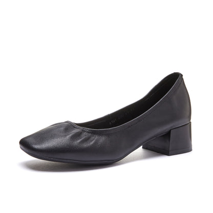 Women's Thick Heel Shoes | Shallow Mouth Square Toe Casual Heels