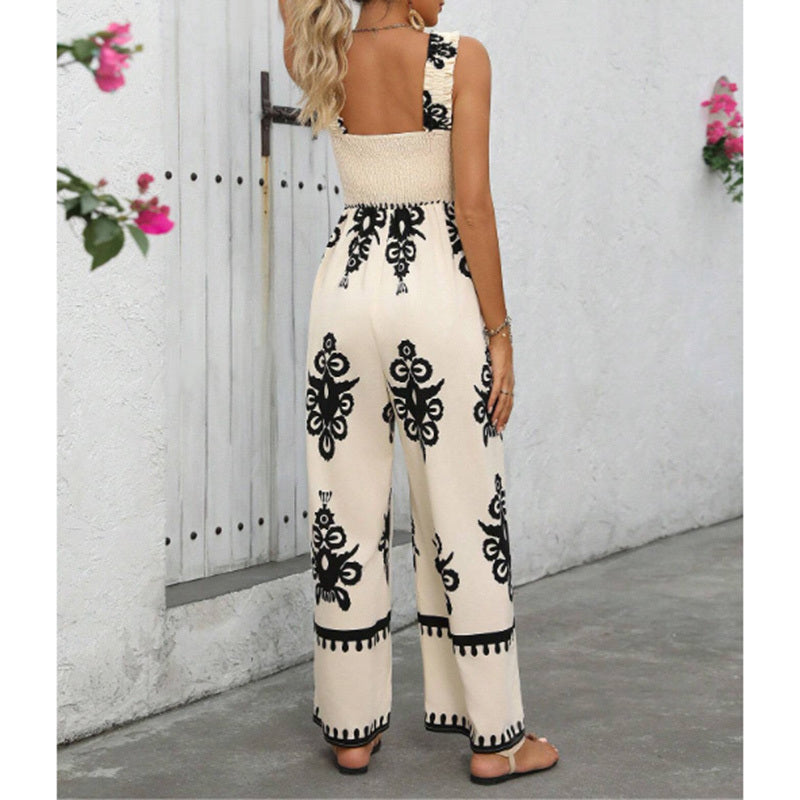Bohemian Wide-Leg One-Piece Jumpsuit for Women – Breezy Summer & Beach Outfit