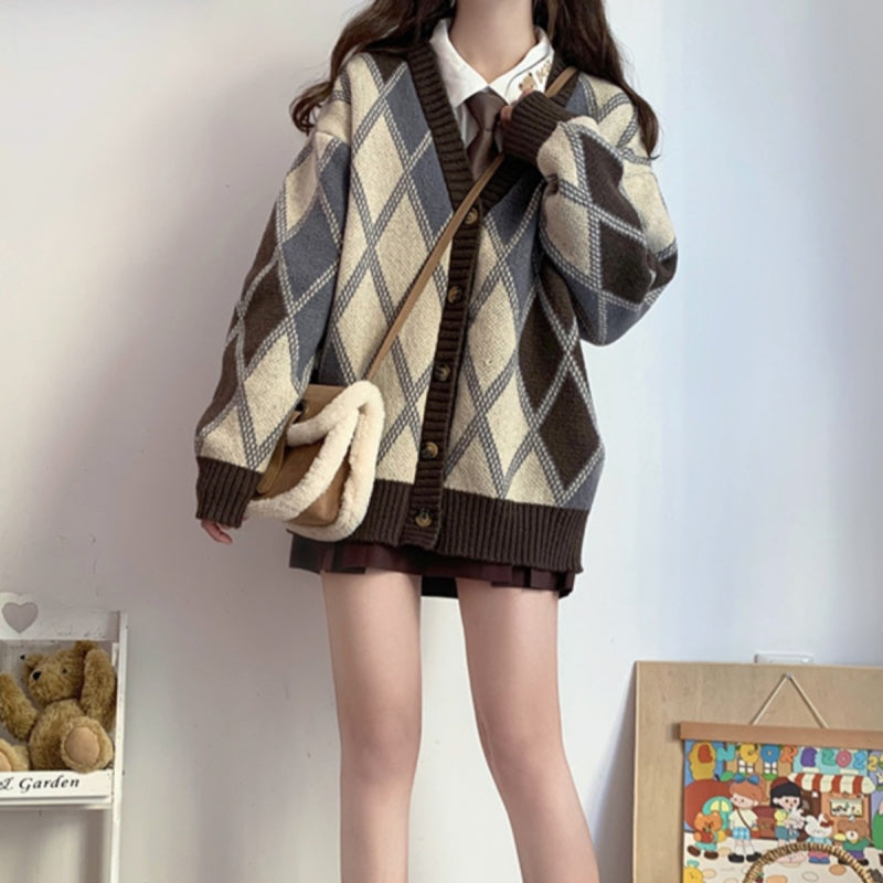 Colorful Knit Cardigan Coat for Effortless Cozy Chic Autumn Street Style