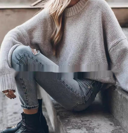 Effortless Cool: Mixed Color Loose Fit Sweater