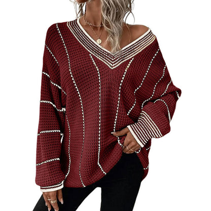 Effortless Elegance: Vertical Knit Casual Pullover