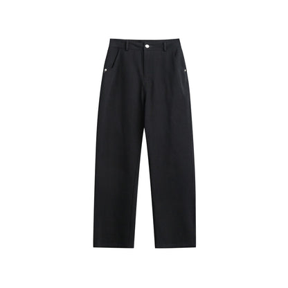 Unisex Loose Straight Trousers – Mid-Rise Cotton Casual & Streetwear Pants