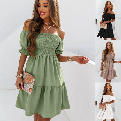 Women Ruffle Down Spaghetti Spring Dress