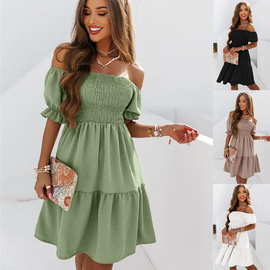 Women Ruffle Down Spaghetti Spring Dress