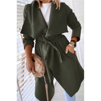 Medium-Length Lapel Trench Coat – Trench Coats Women Outfit Classy & Elegant Winter Outfits