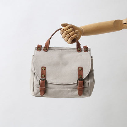 Vintage British Canvas Handbag Classic Structured Tote