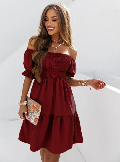 Women Ruffle Down Spaghetti Spring Dress