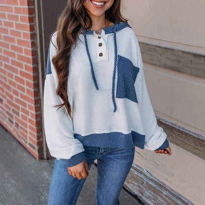 Contrast Color Twist Strip Hoodie – Cozy Street Style with a Trendy Edge