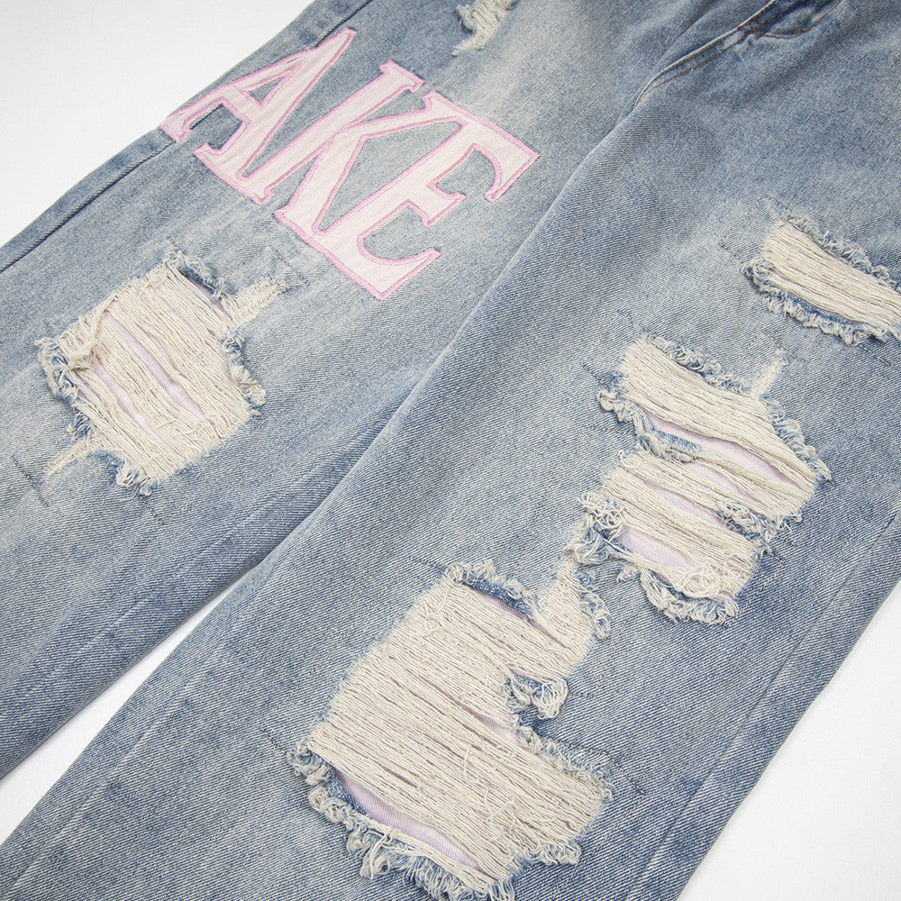 Unisex Ripped Denim Jeans – Streetwear Beggar-Chic Style