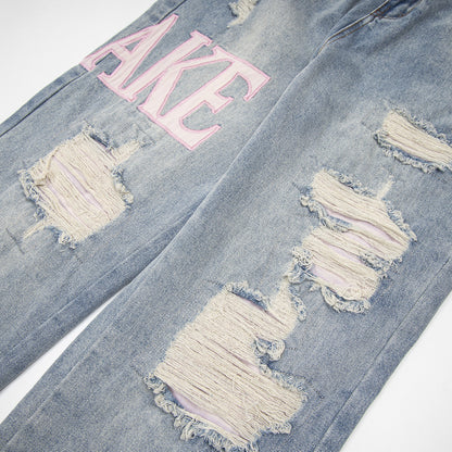 Unisex Ripped Denim Jeans – Streetwear Beggar-Chic Style