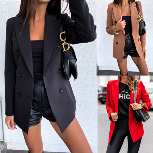 Double Button New Style Super Crop Blazer Jackets Suits