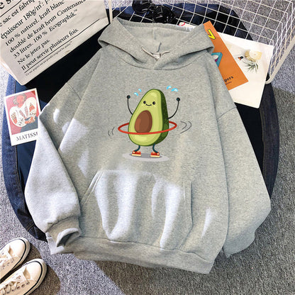 Sporty Cartoon Avocado Hoodie – Cozy, Cute & Quirky!