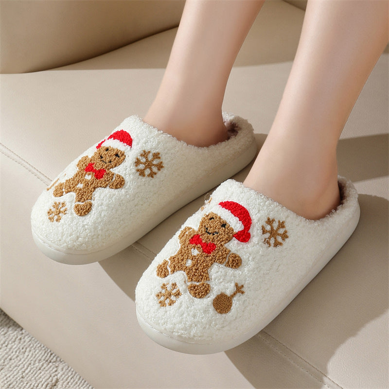 Christmas Fuzzy Snowflake Slippers – Warm Indoor House Shoes