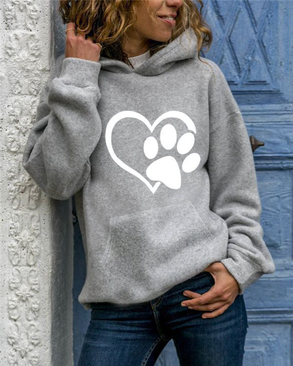 Printed Round Neck Hooded Sweater – Cozy & Stylish