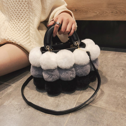 Korean-Style Plush Shoulder Bag Medium Messenger Winter