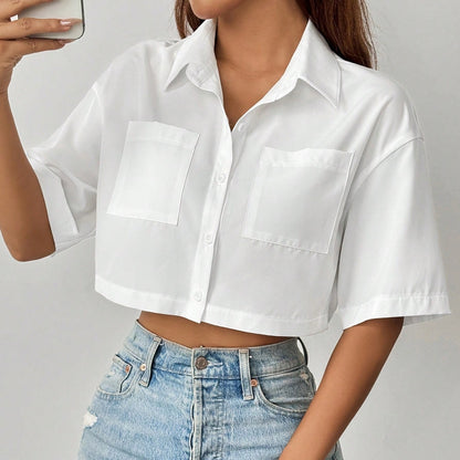 Boho Crop Shirt with Batwing Sleeves – Festival & Casual Outfit for Women