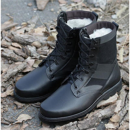 Unisex Combat Wool Boots | Leather & Wool Lined Winter Hiking & Outdoor Tactical Boots
