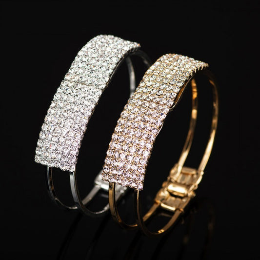 Multi-Row Rhinestone Bracelet – Elegant Korean Fashion Bracelet for Women & Special Occasions
