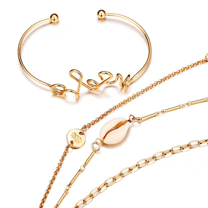 4-Piece Women’s Alloy Bracelet Set – Stackable Bracelets for Everyday & Special Occasions