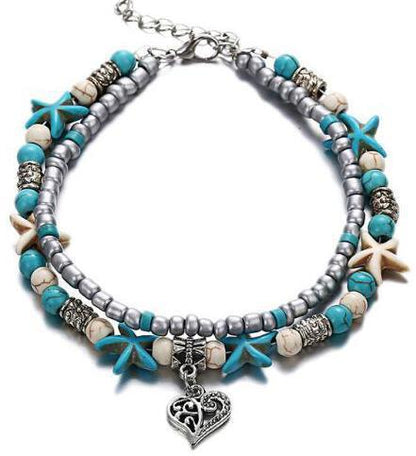 Starfish Beaded Adjustable Ankle Bracelets