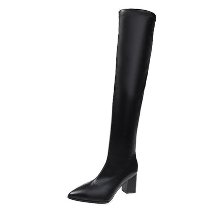 Womens Pleated Over The Knee Boots Pointed Toe Thin Heels For Winter 2025