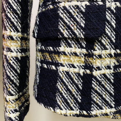 Premium Plaid Woolen Suit Jacket – Blazer Outfits for Women & Elegant Workwear Style