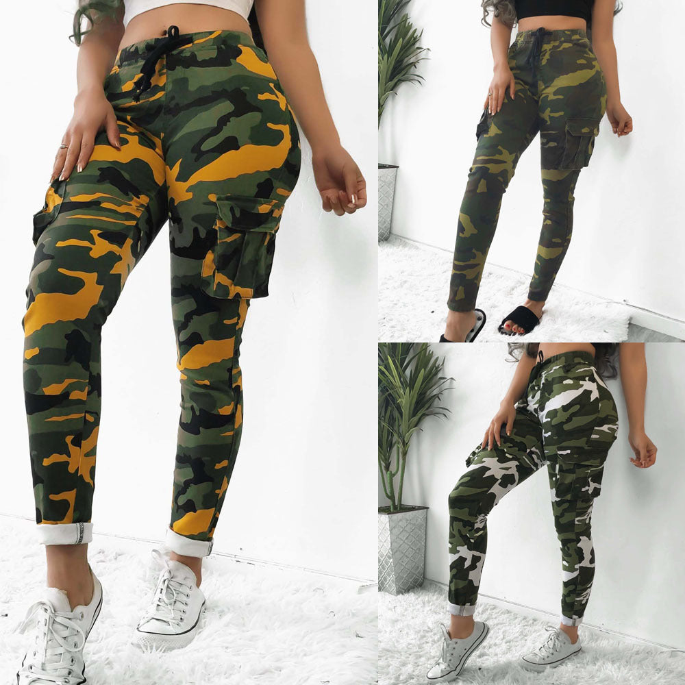 New Ripped Skinny Fit Sport Camouflage Women Pants