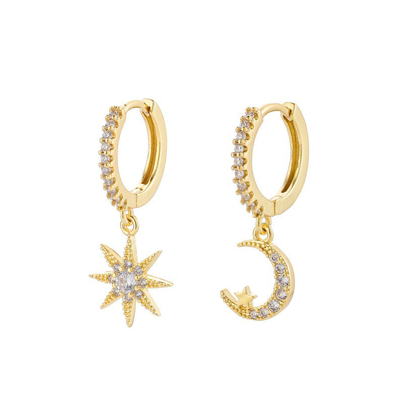 Earrings Star and Moon Asymmetric Celestial Design Jewelry Trend 2025