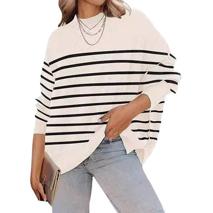 Loose Pullover Stripe Oversized Sweaters for Women – Minimalist Street Style