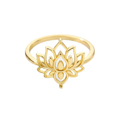 Golden Lotus & Moon Sun Opal Rings – Vintage Celestial Jewelry, Couple Rings in Gold & Silver