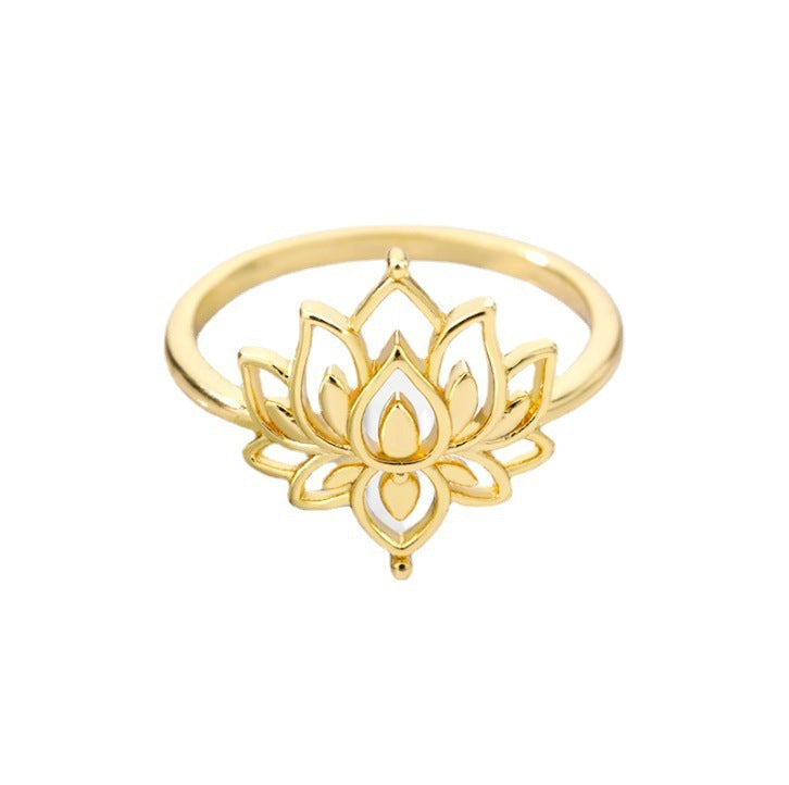 Golden Lotus & Moon Sun Opal Rings – Vintage Celestial Jewelry, Couple Rings in Gold & Silver