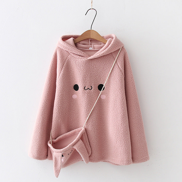 Cashmere Sweater for Women – Japanese Style Cartoon Embroidered Pullover
