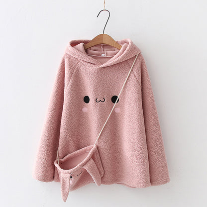 Cashmere Sweater for Women – Japanese Style Cartoon Embroidered Pullover
