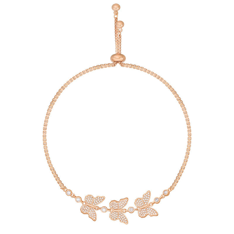 Gold Silver Color Butterfly Shaped Women Zircon Bracelets