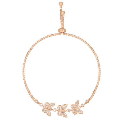 Gold Silver Color Butterfly Shaped Women Zircon Bracelets