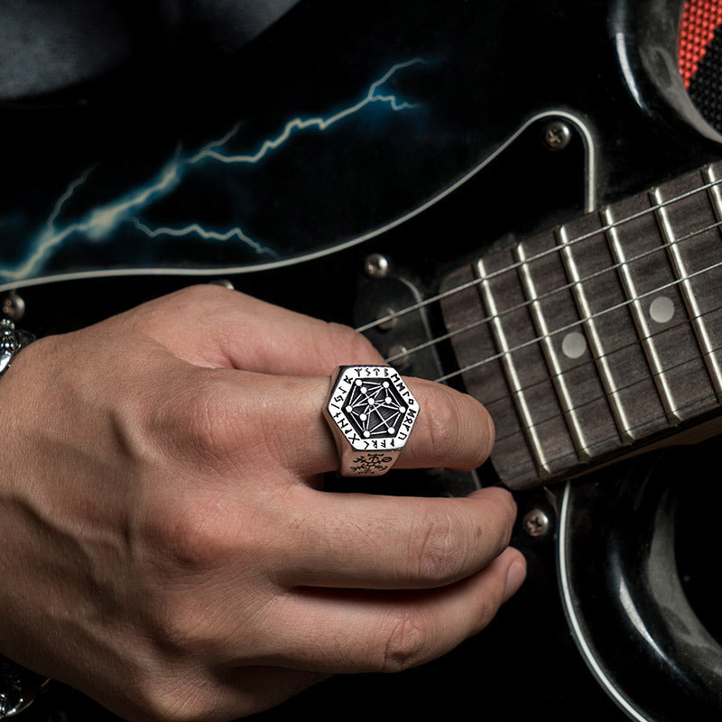 Mysterious Angel Of Life Seal Adjustable Rings For Men