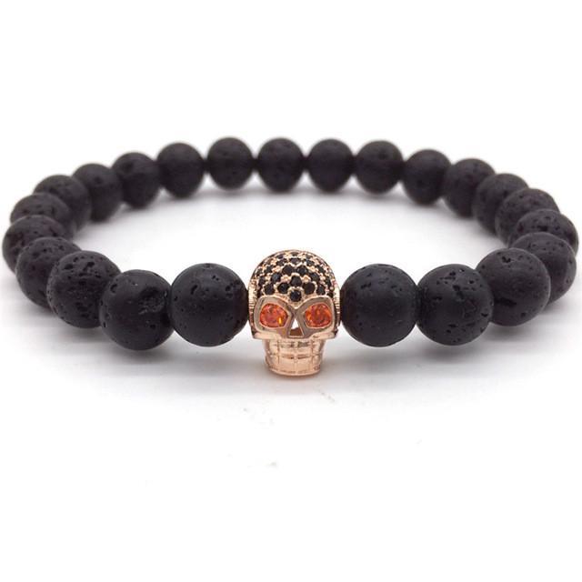 Unisex Skull Charm Bracelet – Copper Beaded Bracelet for Edgy & Everyday Wear