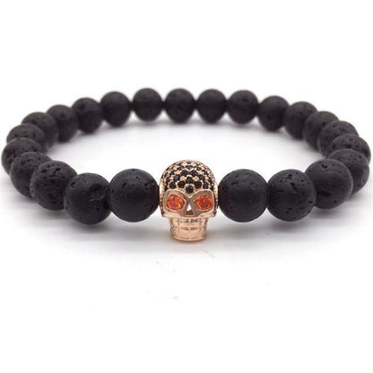 Unisex Skull Charm Bracelet – Copper Beaded Bracelet for Edgy & Everyday Wear