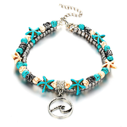 Starfish Beaded Adjustable Ankle Bracelets