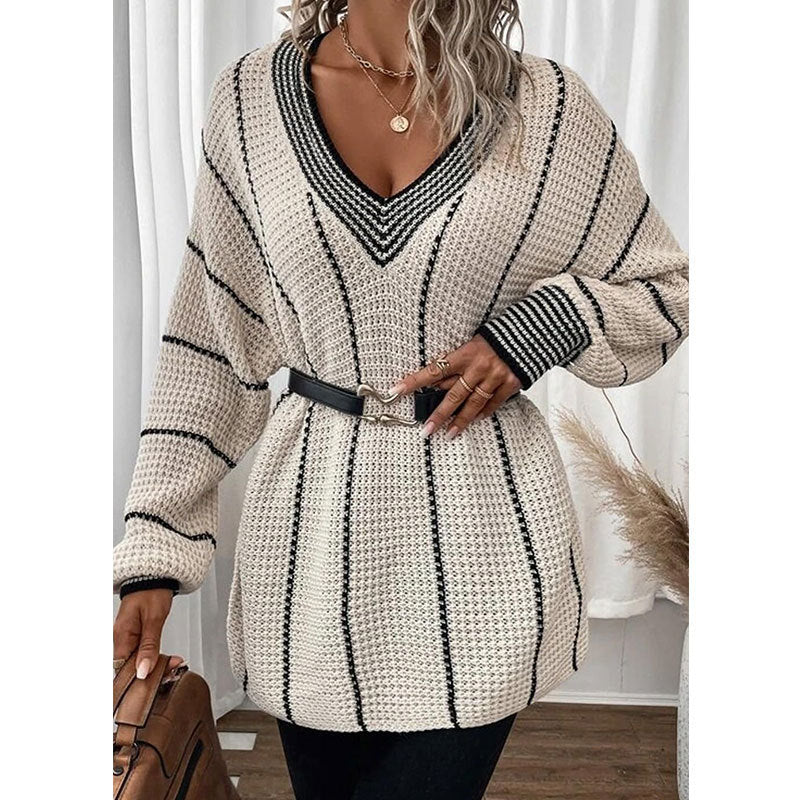 Effortless Elegance: Vertical Knit Casual Pullover