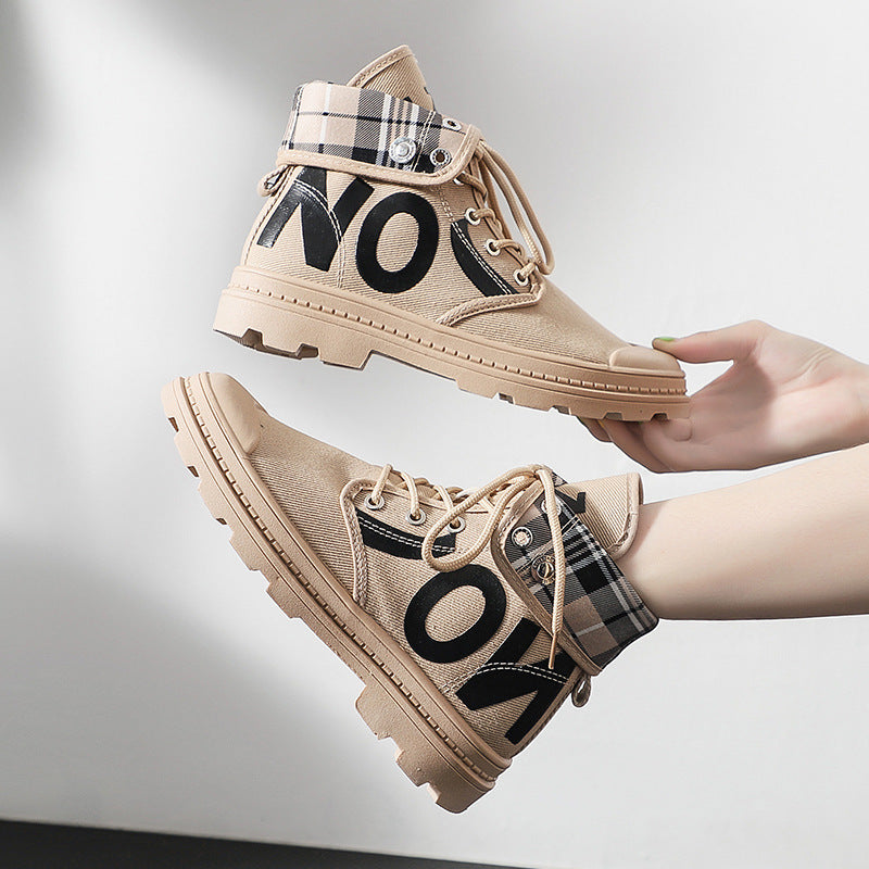 High Top Girls’ Canvas Boots | Streetwear Fashion Boots with Chunky Sole