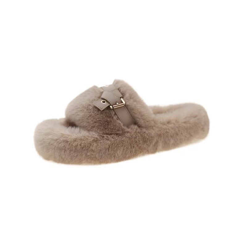 Fluffy Plush Women’s Flat Slippers – Princess Series Indoor Cozy Footwear