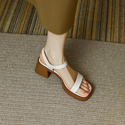 Retro Style Buckle Closure Leather Sandals For Women