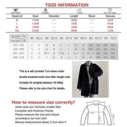 Women’s Wool Blend Long Trench Coat – Double-Breasted Fall Outerwear