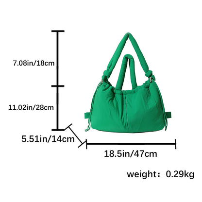 Puffer Tote Bag for Women – Adjustable Strap Shoulder Bag, Nylon Solid Crossbody, Large Backpack for Shopping & Travel