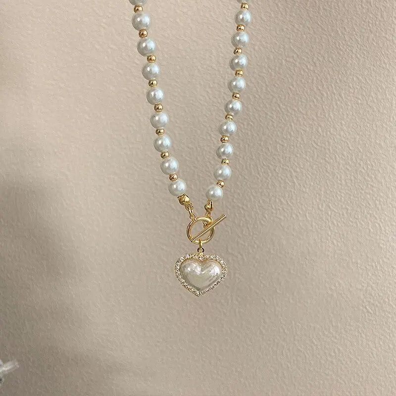 Heart Shaped All Pearl Necklace